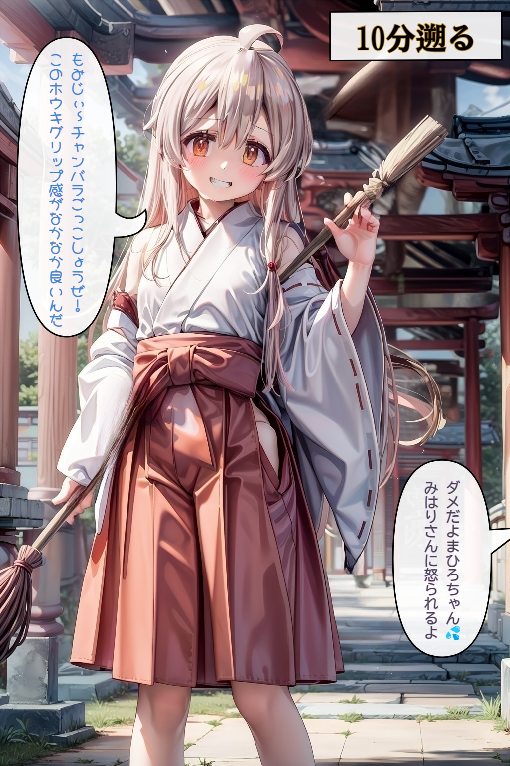 神社でお手伝いする巫女服まひろ