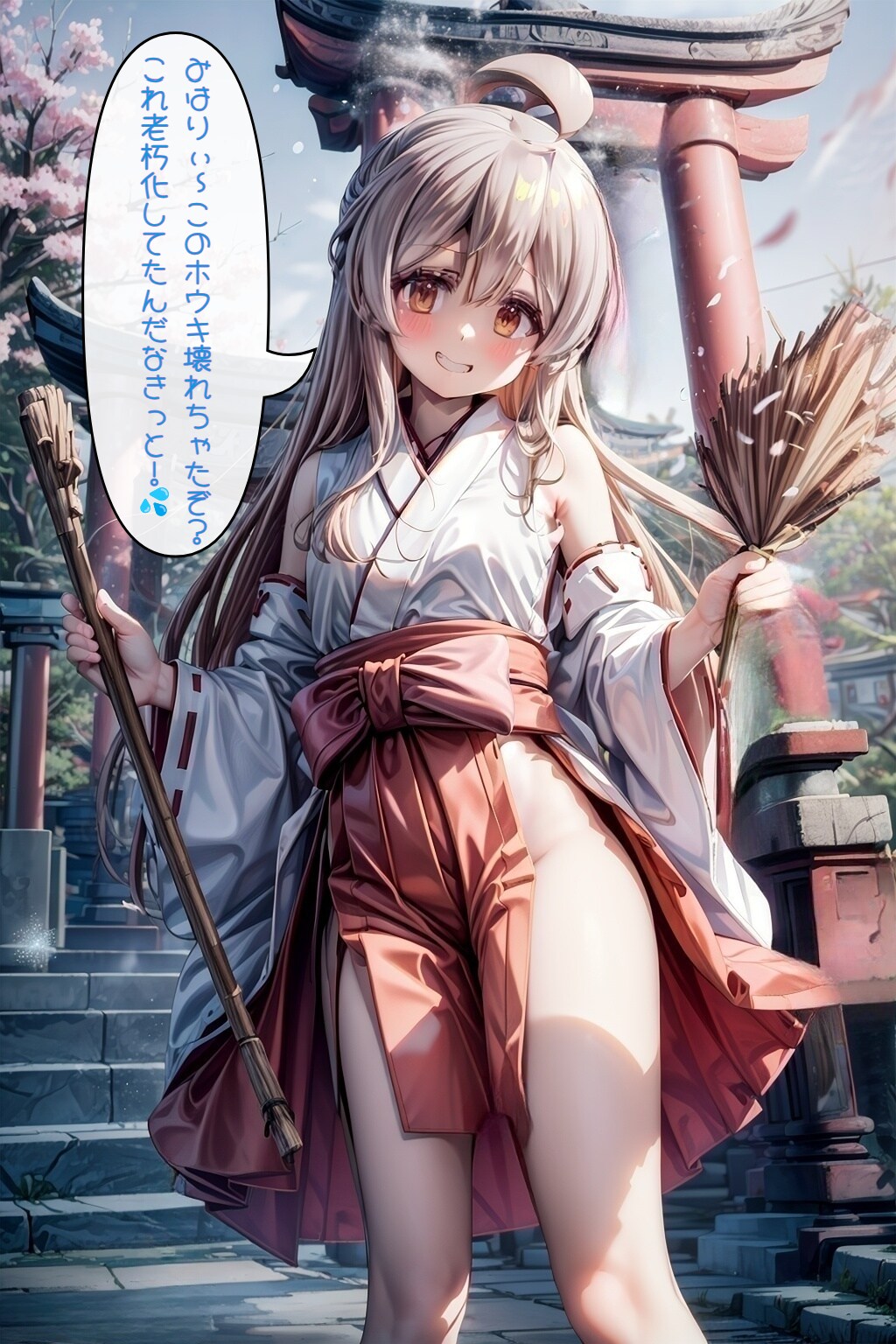 神社でお手伝いする巫女服まひろ