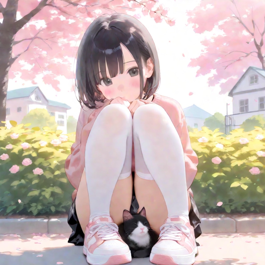 桜とネコさんと私