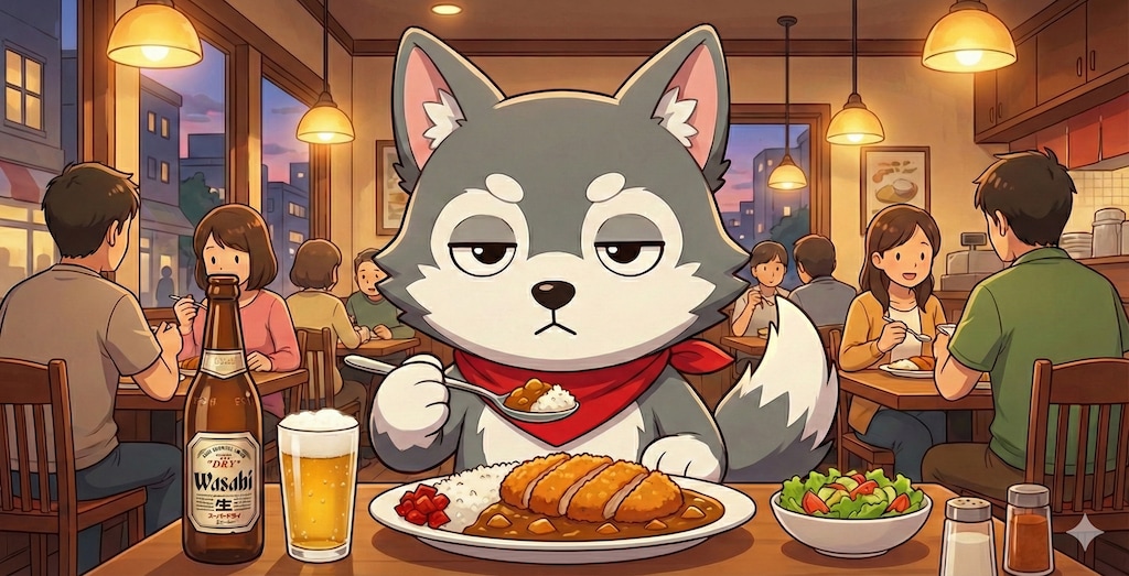 カレーに瓶ビール