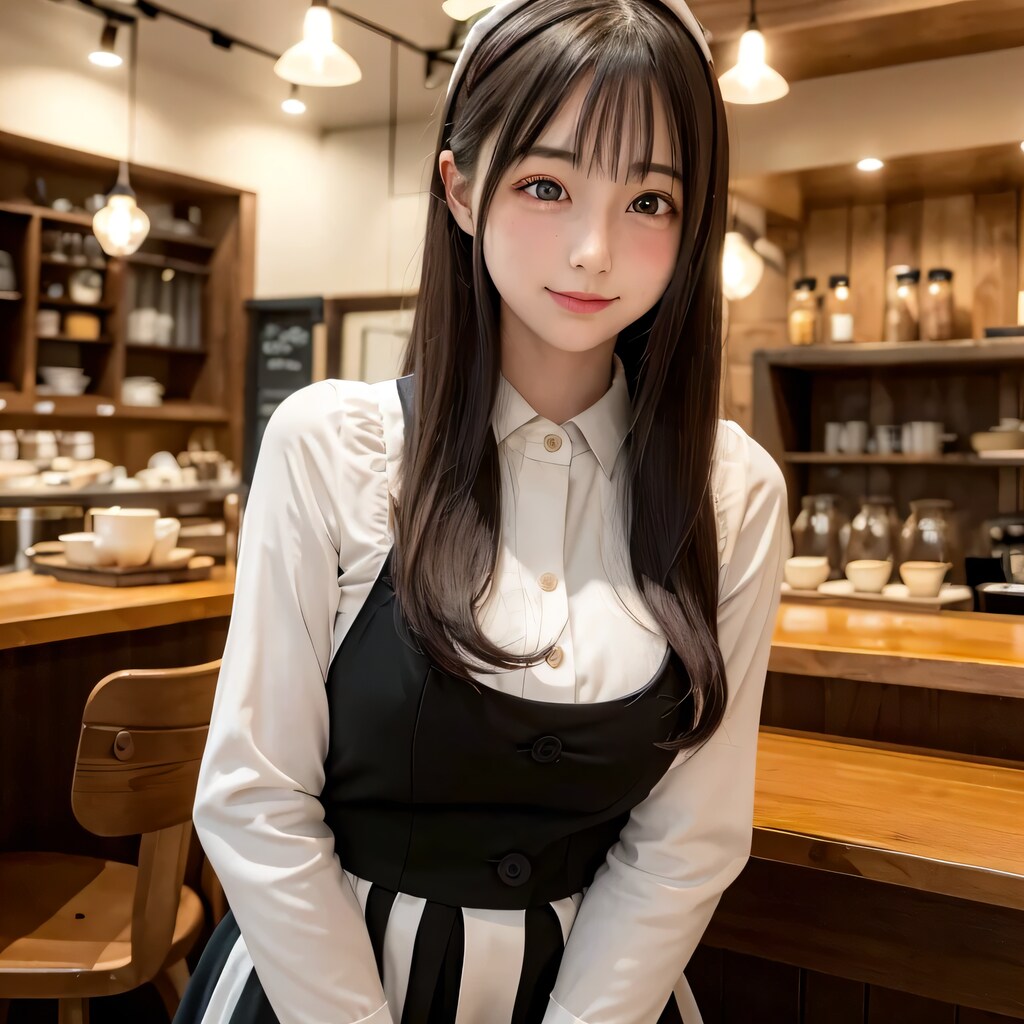 黒髪ロングでカフェの美女５７