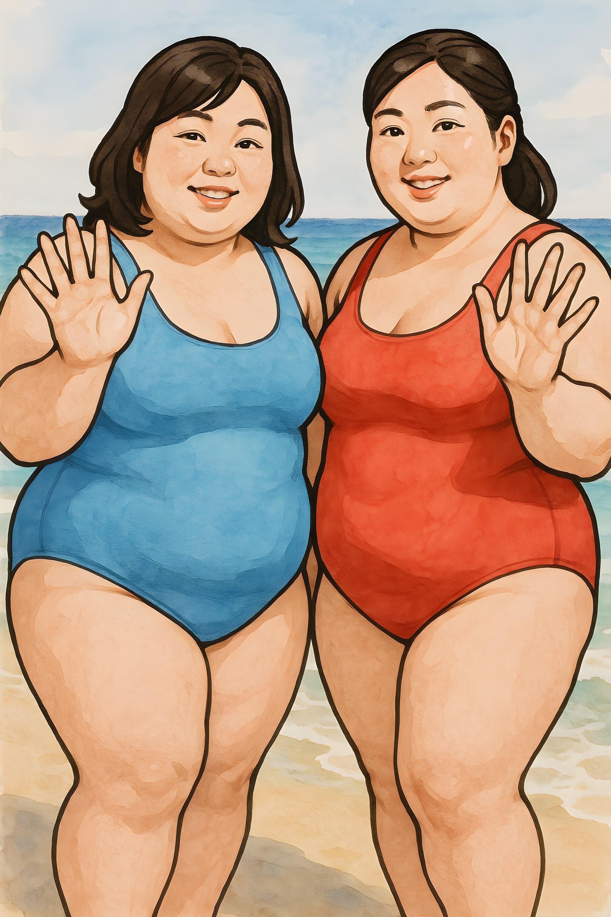 海辺とぽっちゃり体型