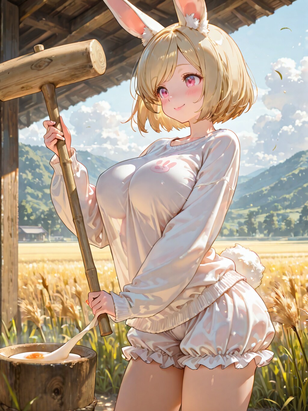 おはよう#117「うさぎ娘の餅つき」