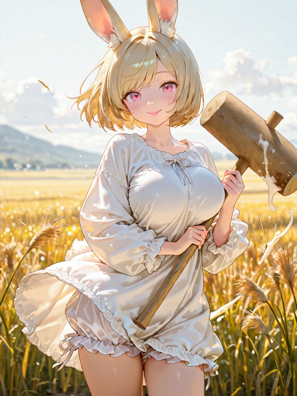 おはよう#117「うさぎ娘の餅つき」