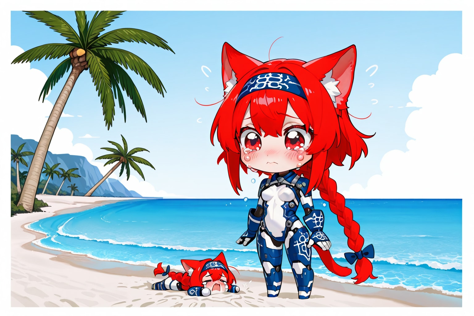 ネコミミパワードコロポックル赤髪お兄ちゃんズくんIN無人島 | の人気AIイラスト・グラビア