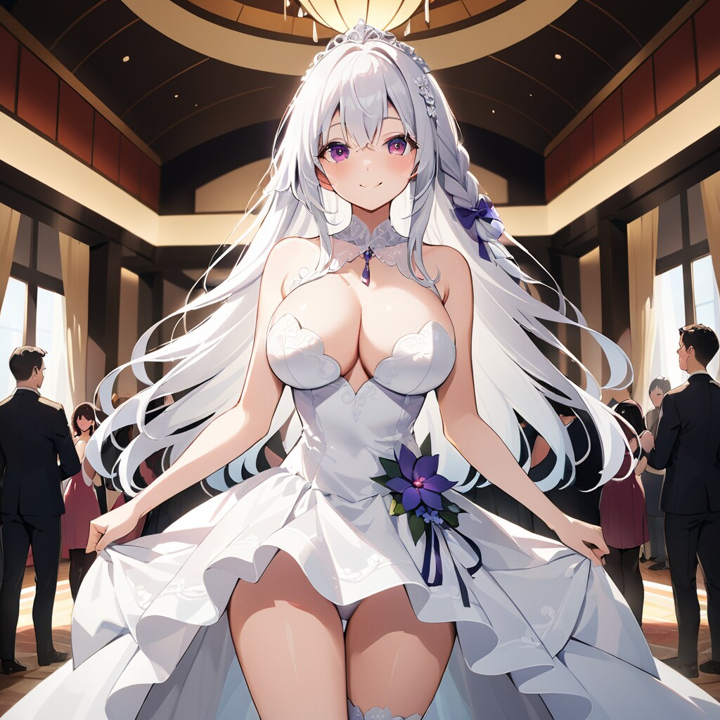 披露宴で個人的に親戚各席を廻る花嫁 | の人気AIイラスト・グラビア