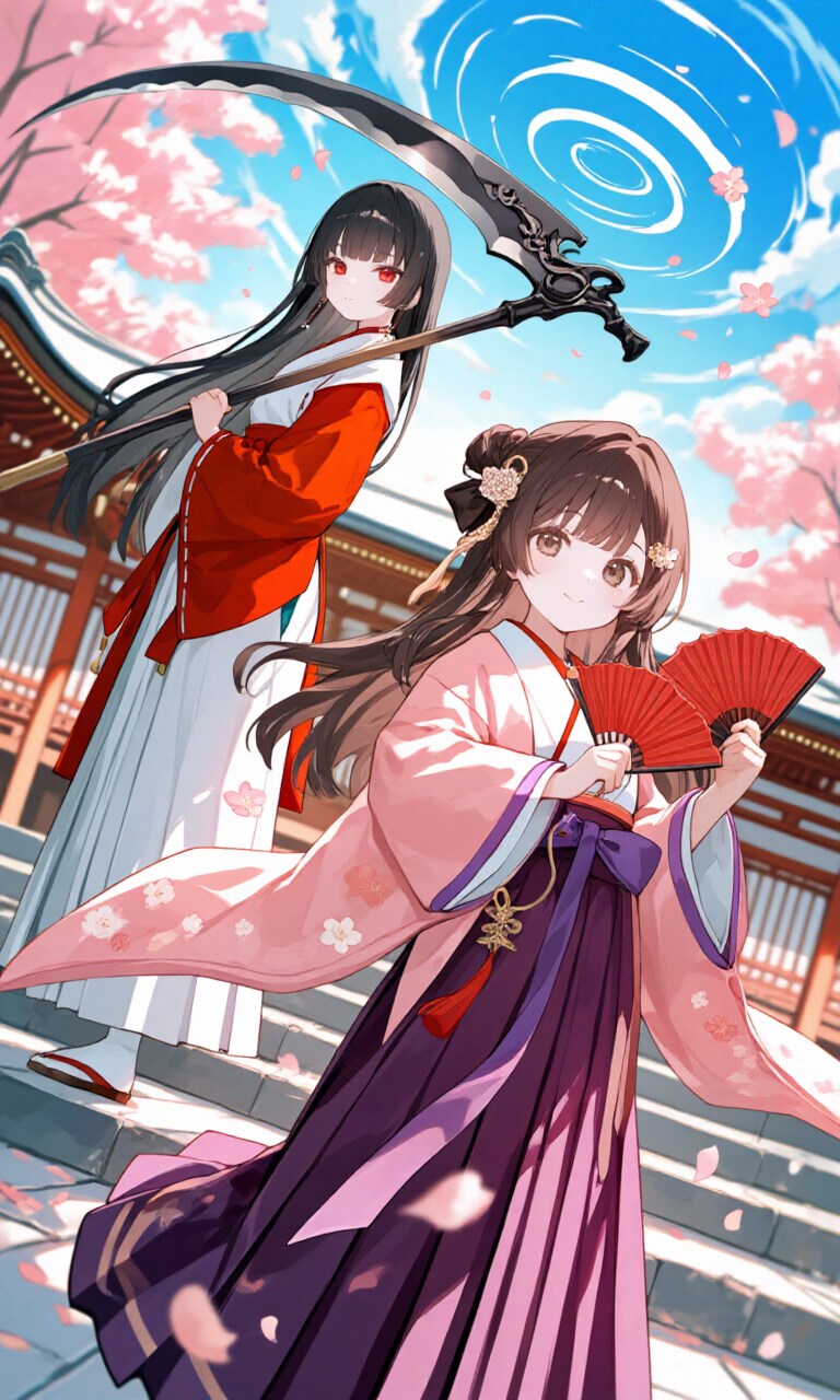 鉄扇女子と大鎌女子