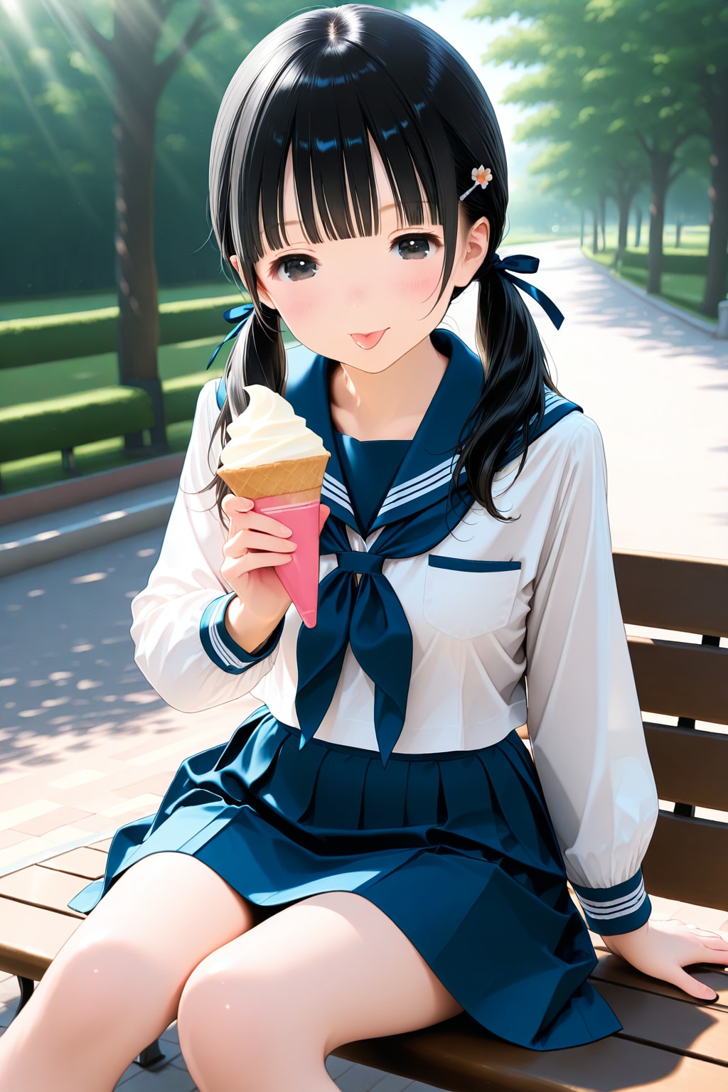 ソフトを食べる次女ちゃん🌕✨