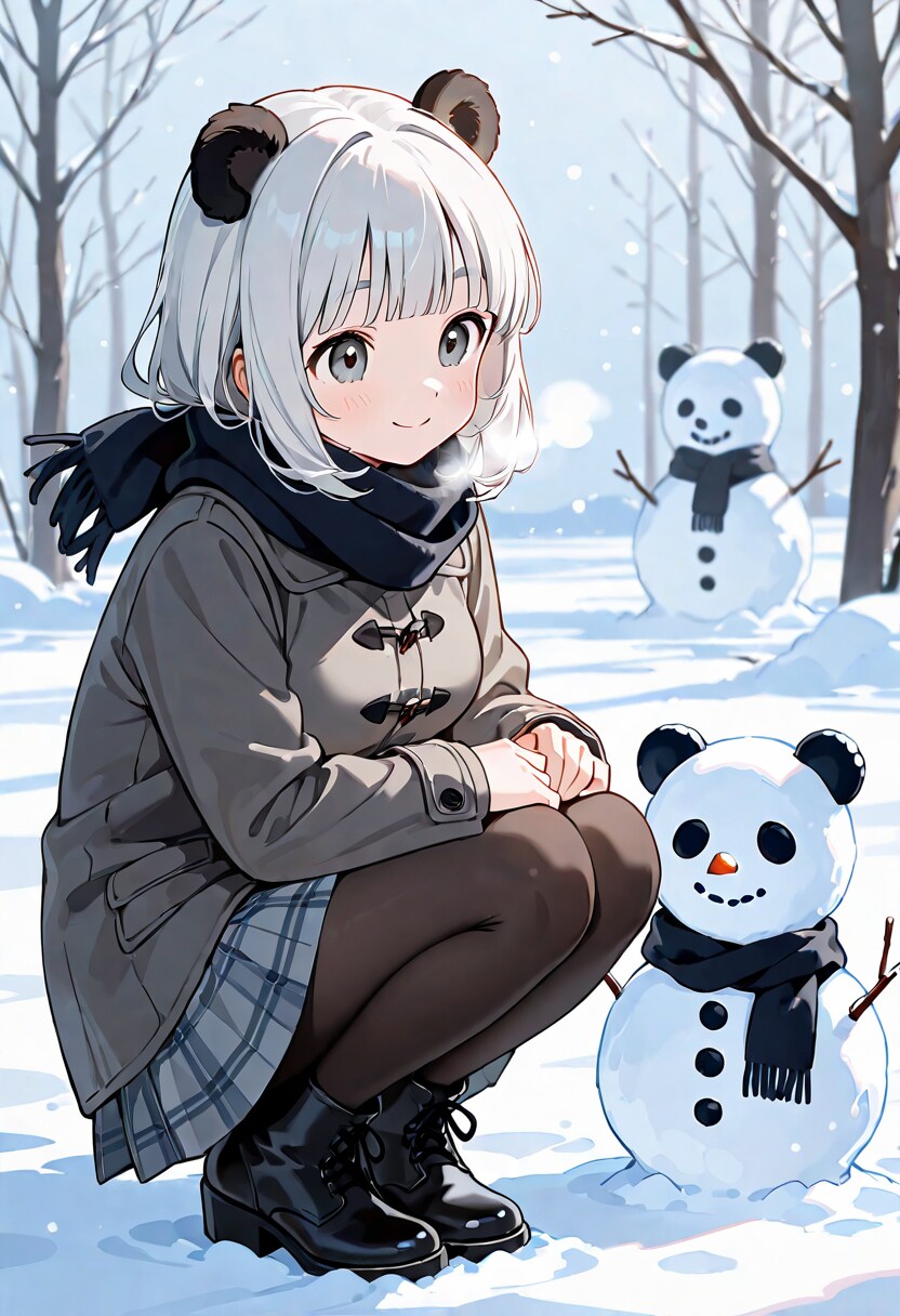ランランちゃんと雪だるま