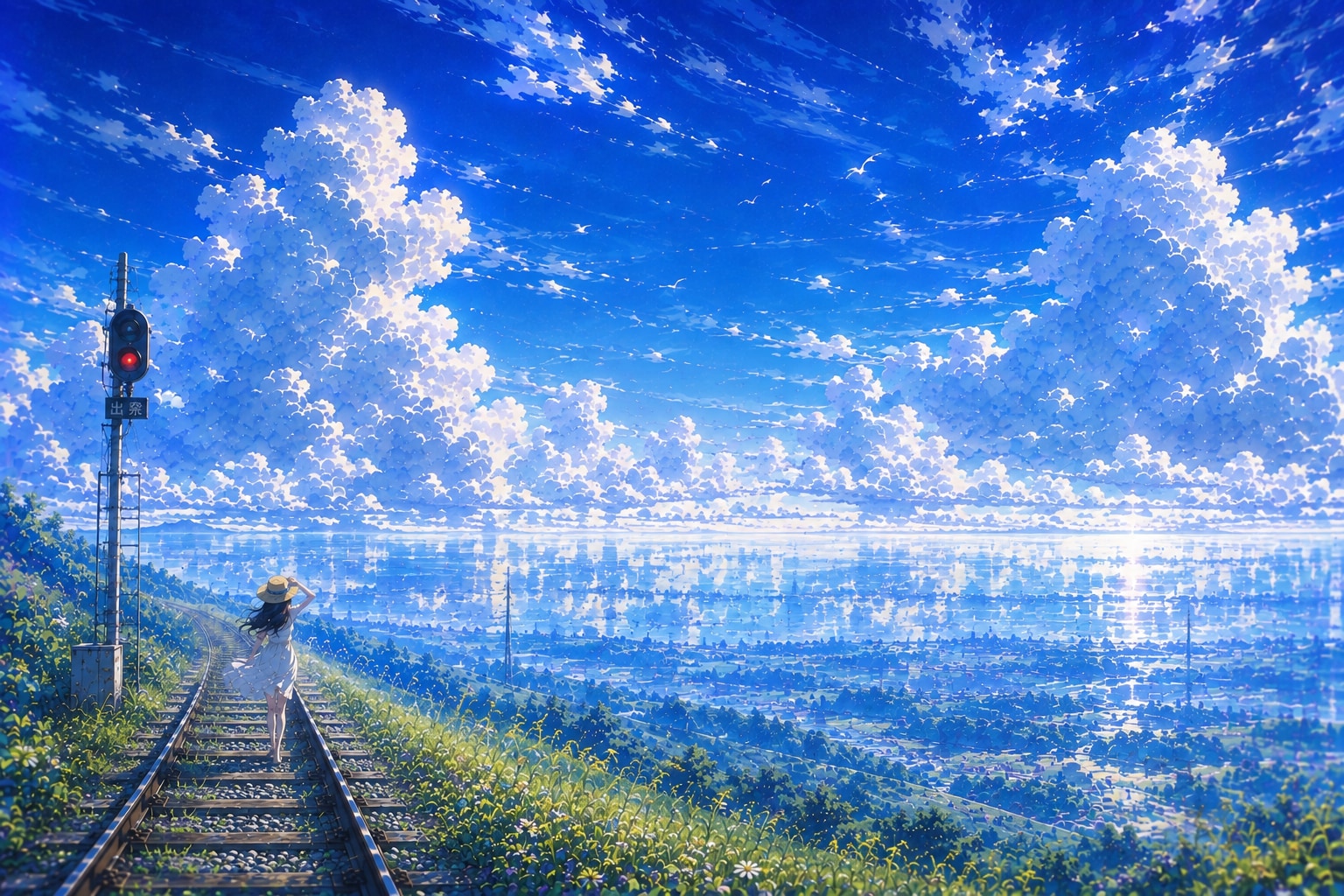海を望む線路 | の人気AIイラスト・グラビア