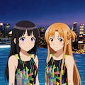 千反田えるとアスナの競泳水着姿 2枚目