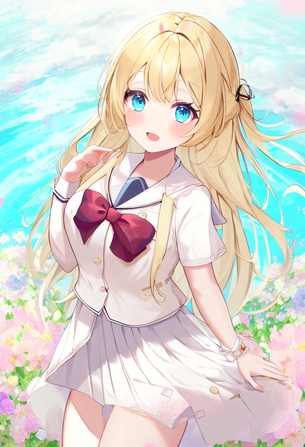 A whimsical schoolgirl in a frilly