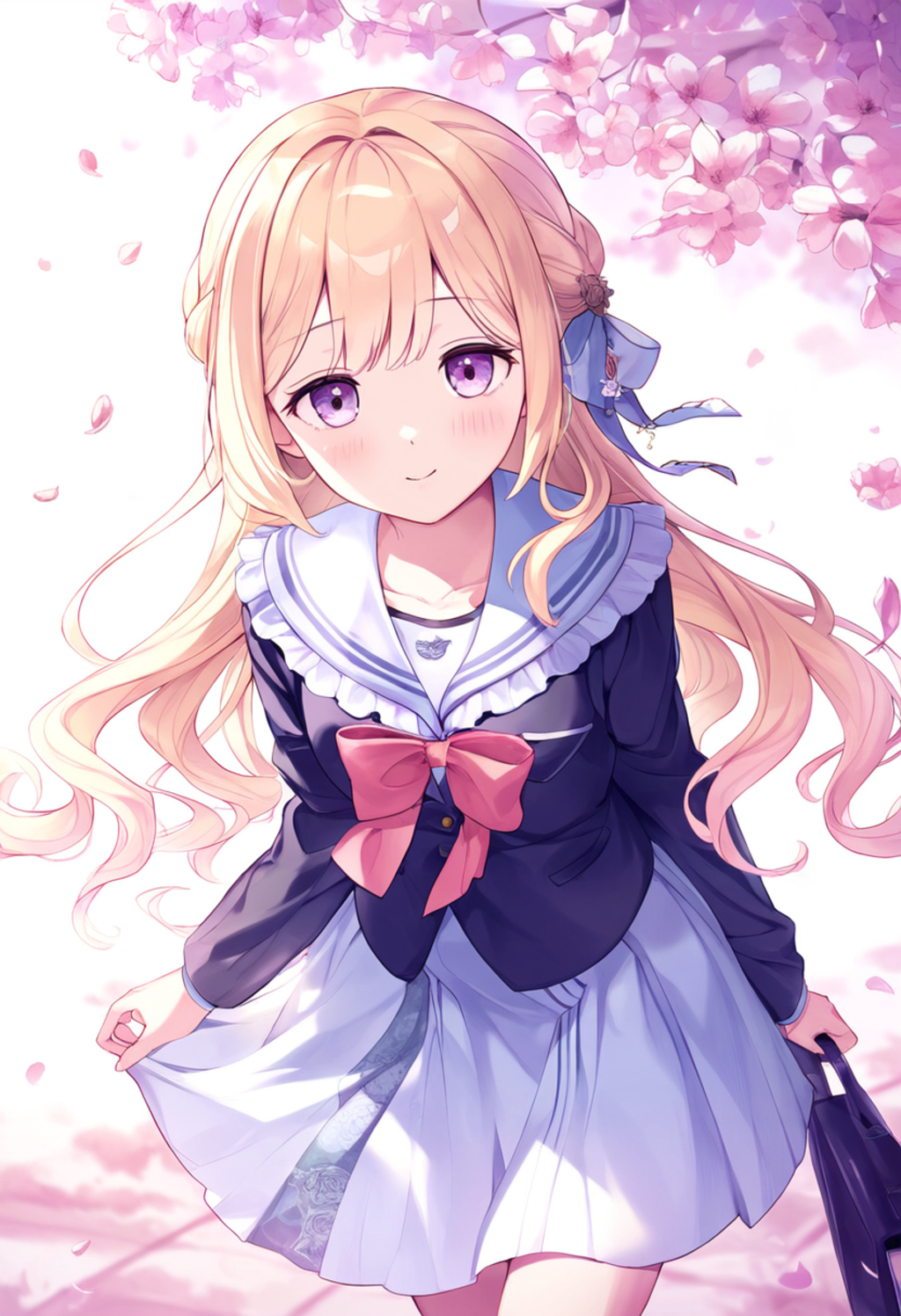 A whimsical schoolgirl in a frilly