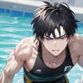 水泳に挑む黒髪短髪男性達！！（11枚） 9枚目