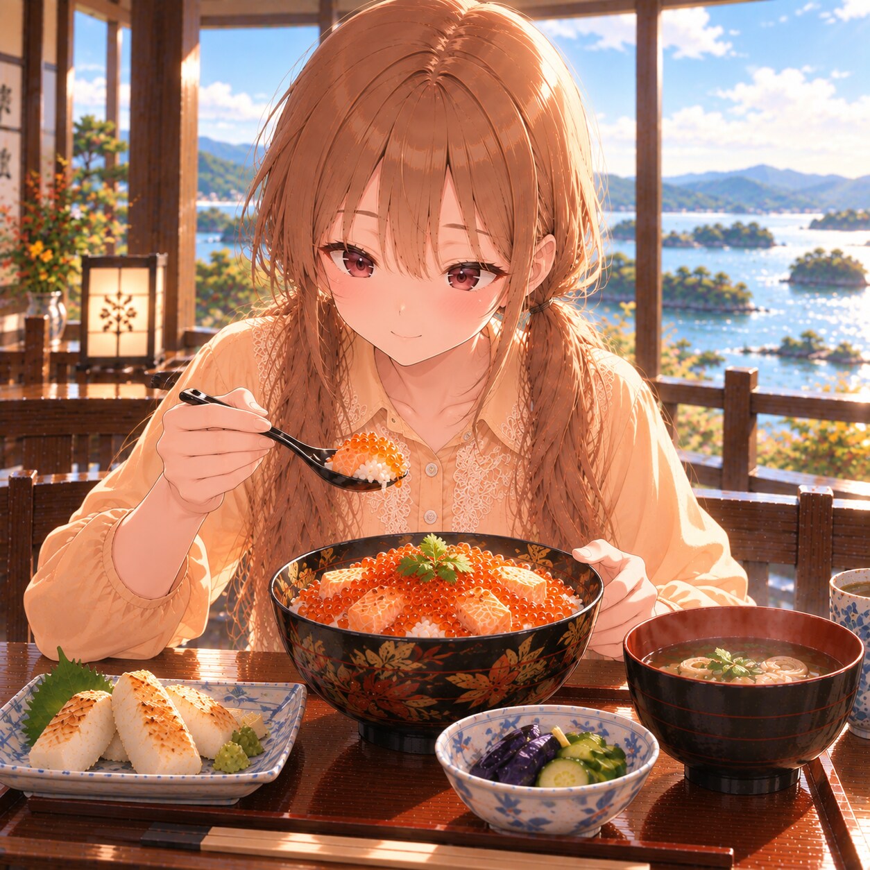 梢とランチ（９６）これ、うめぇ子（ご）だなや：宮城 | の人気AIイラスト・グラビア