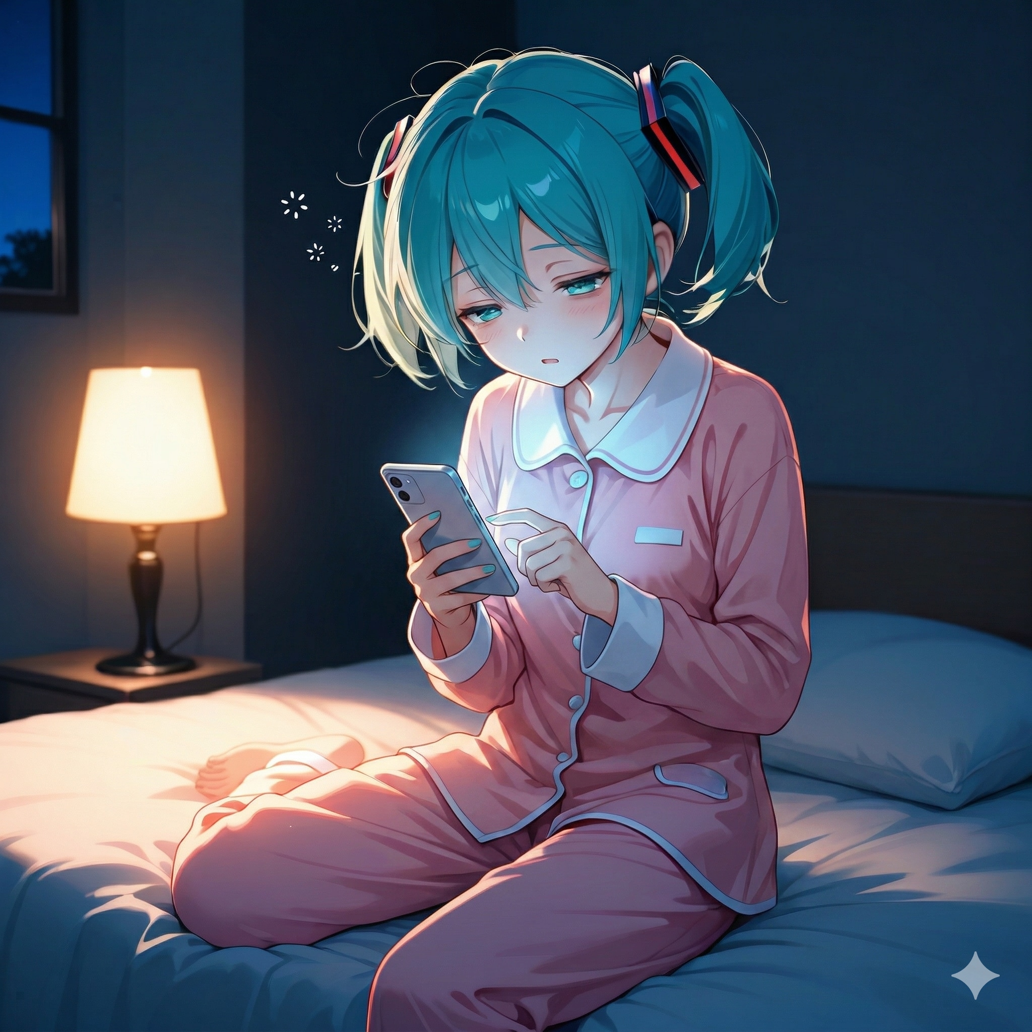 あれ？　ミクさんから返事がこないなぁ？😴 | の人気AIイラスト・グラビア