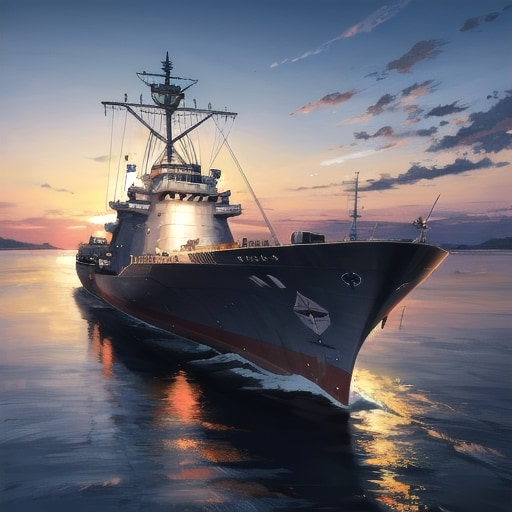 軍艦と夕暮れ | の人気AIイラスト・グラビア