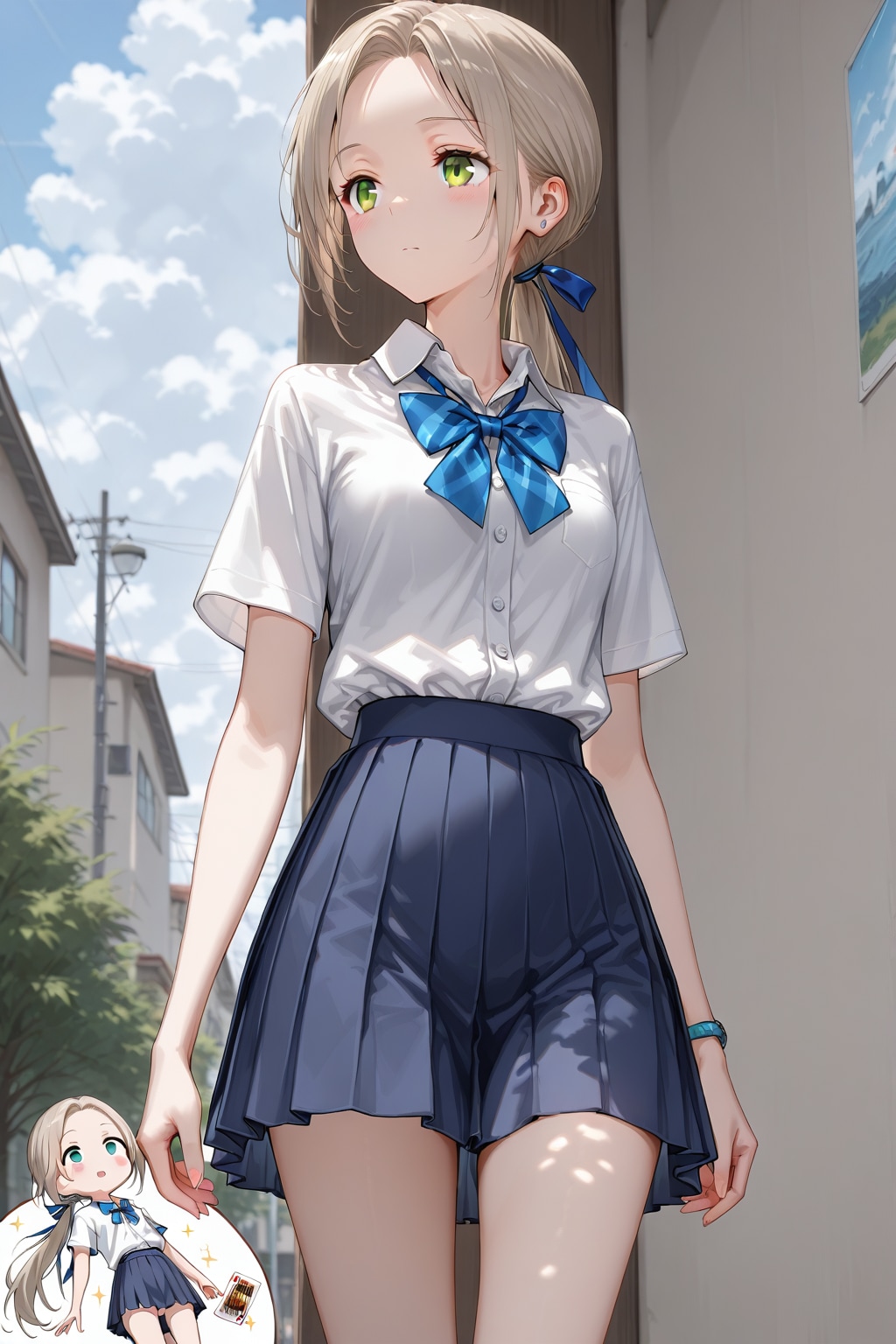 明るい曇空の日に緑の目をした女の子👧６ | の人気AIイラスト・グラビア