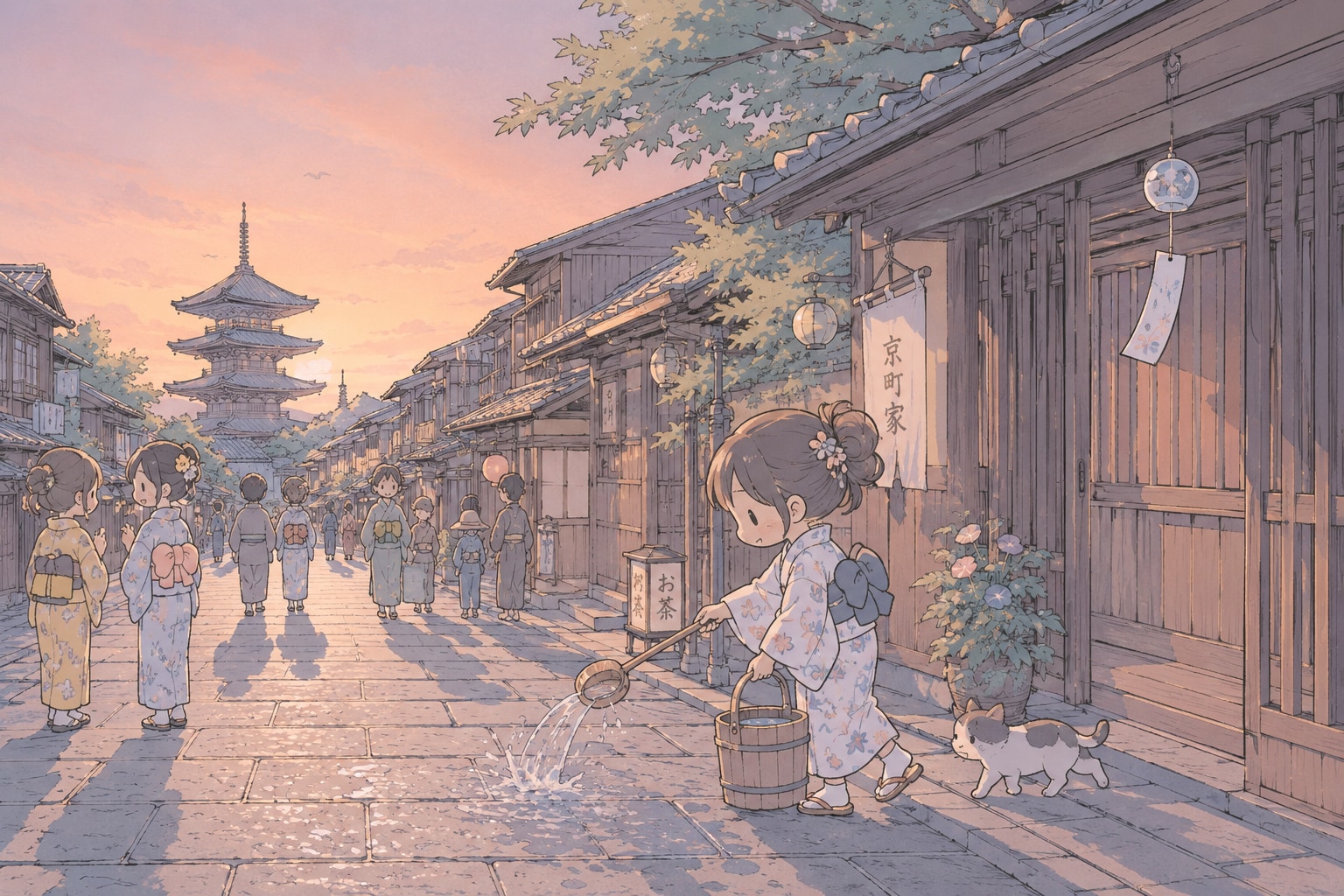 京町家、打ち水 | の人気AIイラスト・グラビア