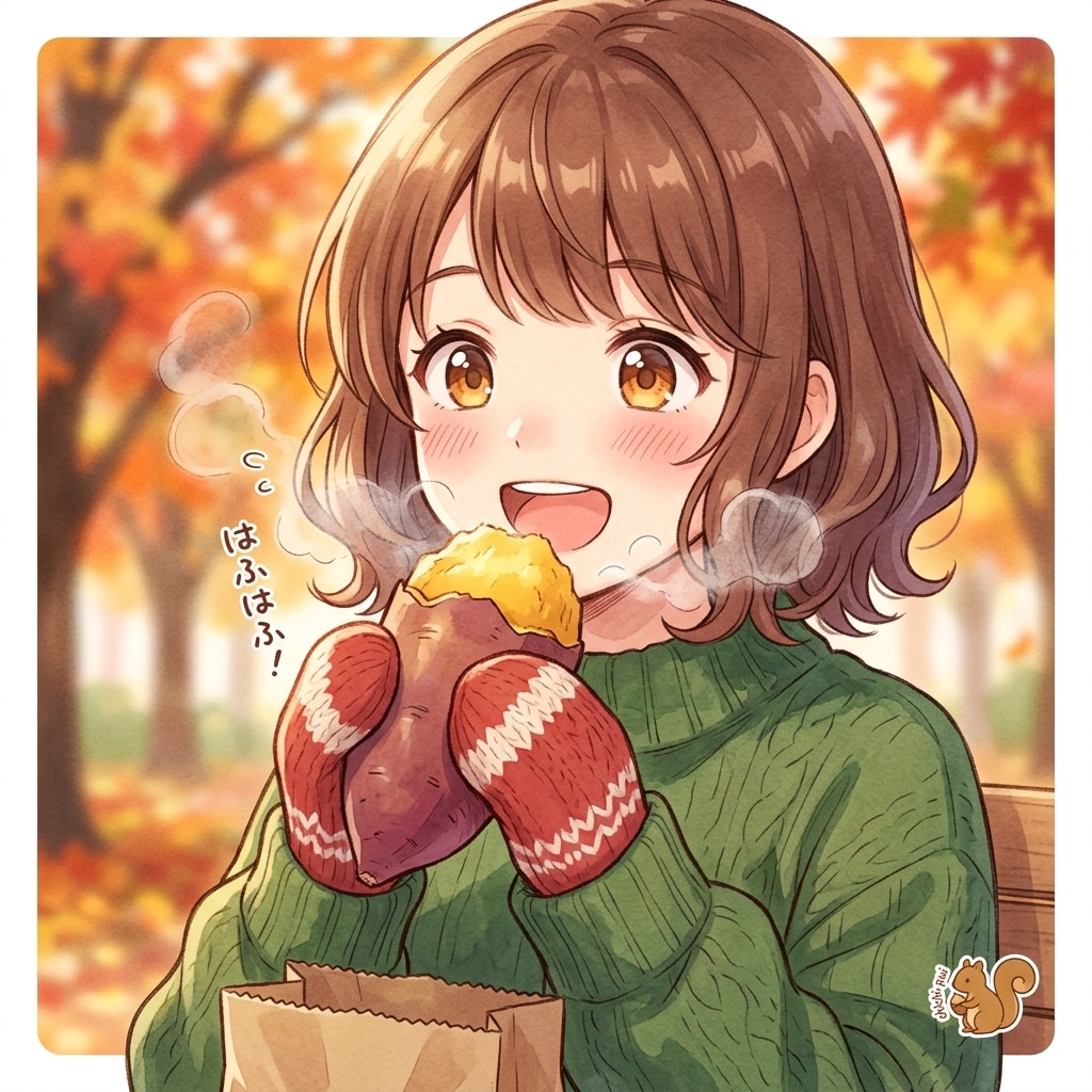 【食欲の秋】熱々の焼き芋で「はふはふ」しちゃう瞬間あるある！ | の人気AIイラスト・グラビア
