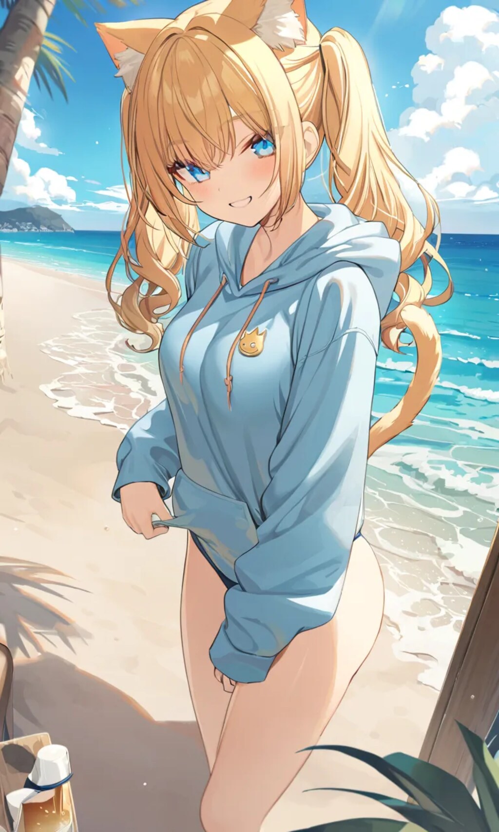 こるり「あつーい海は気持ちイイ」まや「ヒキコモリタイ」