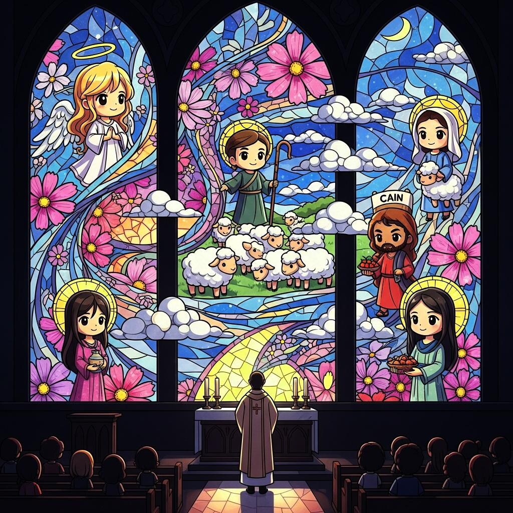 礼拝堂のステンドグラス・秋桜