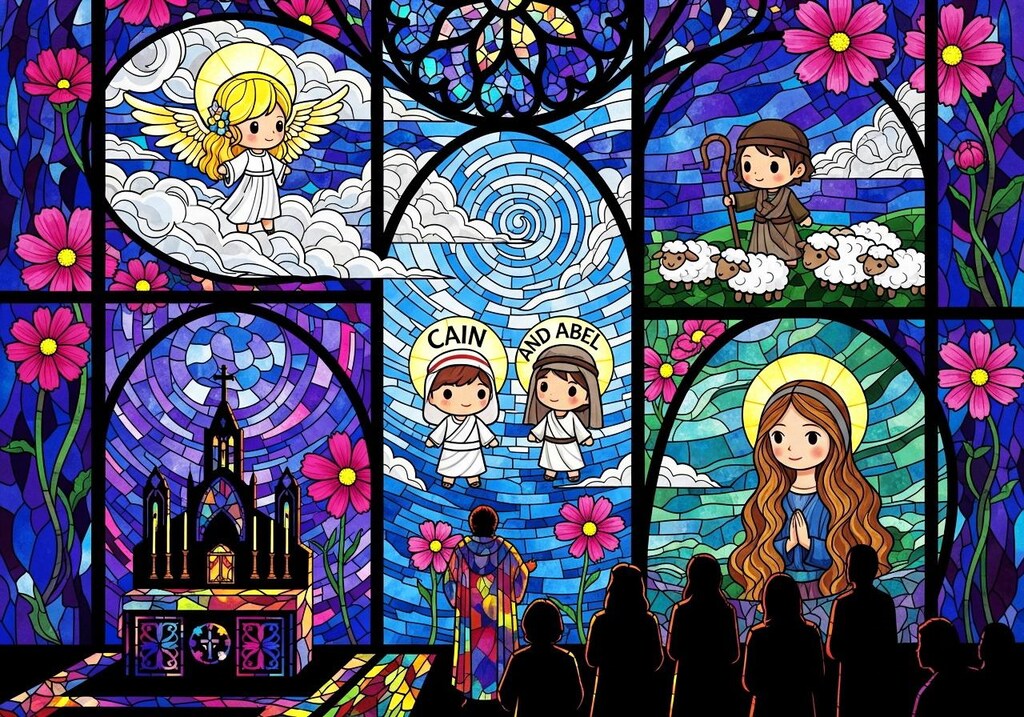 礼拝堂のステンドグラス・秋桜