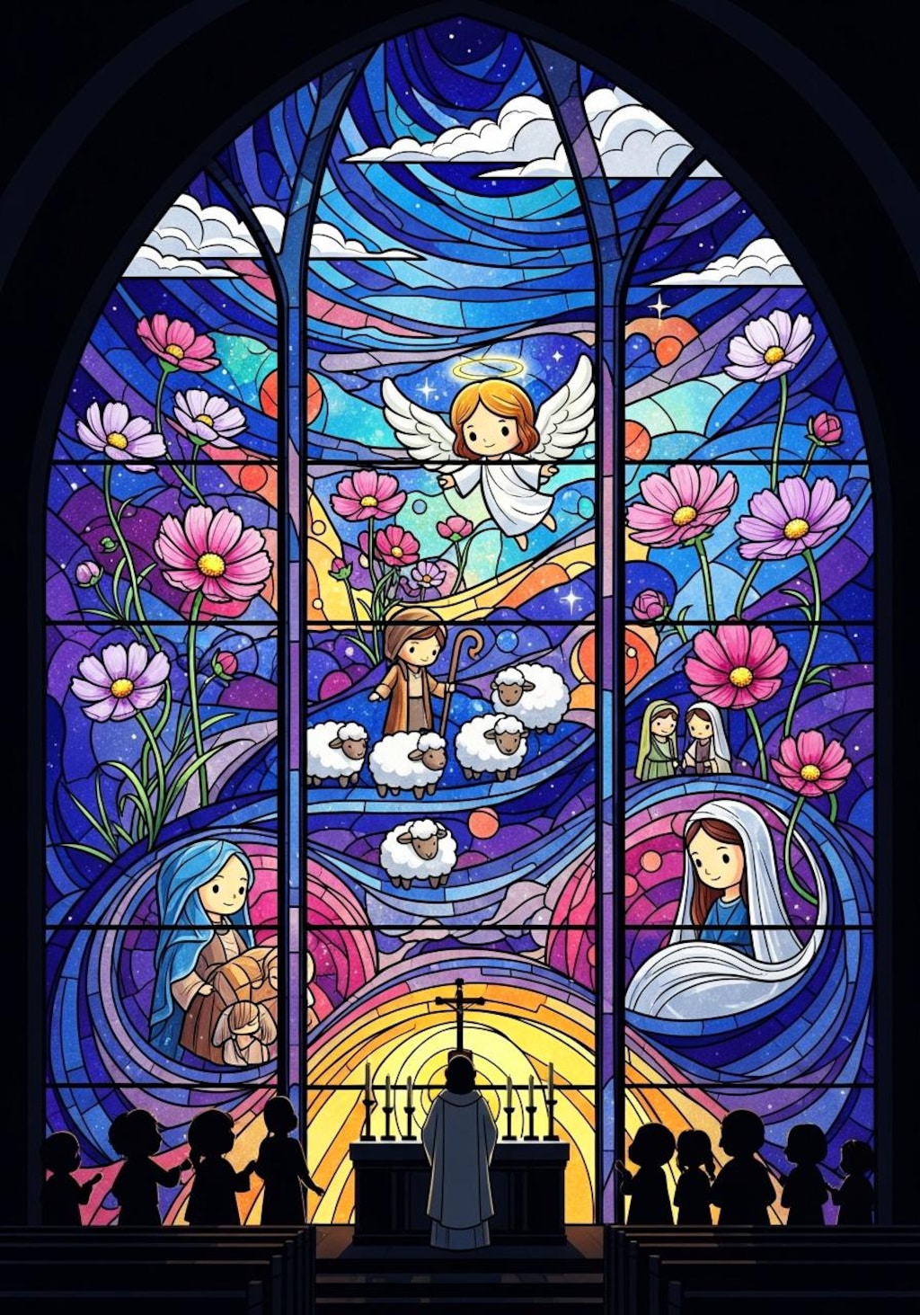 礼拝堂のステンドグラス・秋桜