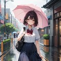月曜日の女の子　雨の通学路 5枚目