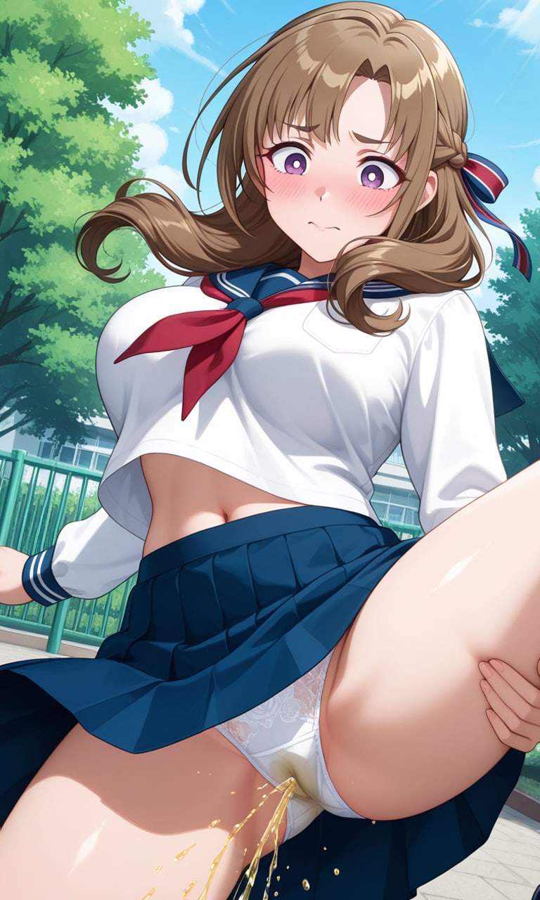 おしっこお漏らしチャレンジ【大〇真々子】(制服)