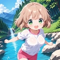 こはるちゃんの川遊び 2枚目