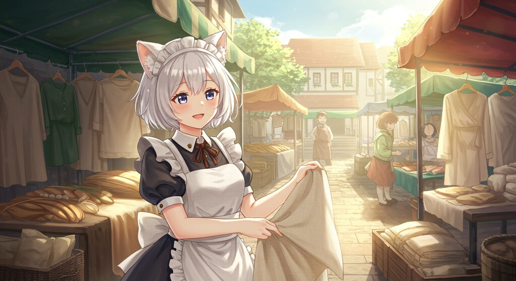 麻の布を朝買う