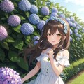 お庭の紫陽花となごみちゃん???? 4枚目