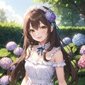 お庭の紫陽花となごみちゃん???? 2枚目