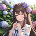 お庭の紫陽花となごみちゃん???? 3枚目