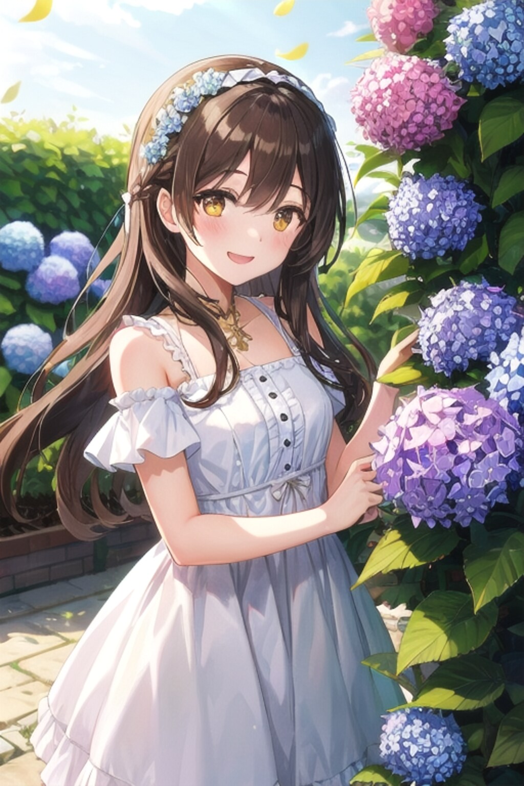 お庭の紫陽花となごみちゃん????