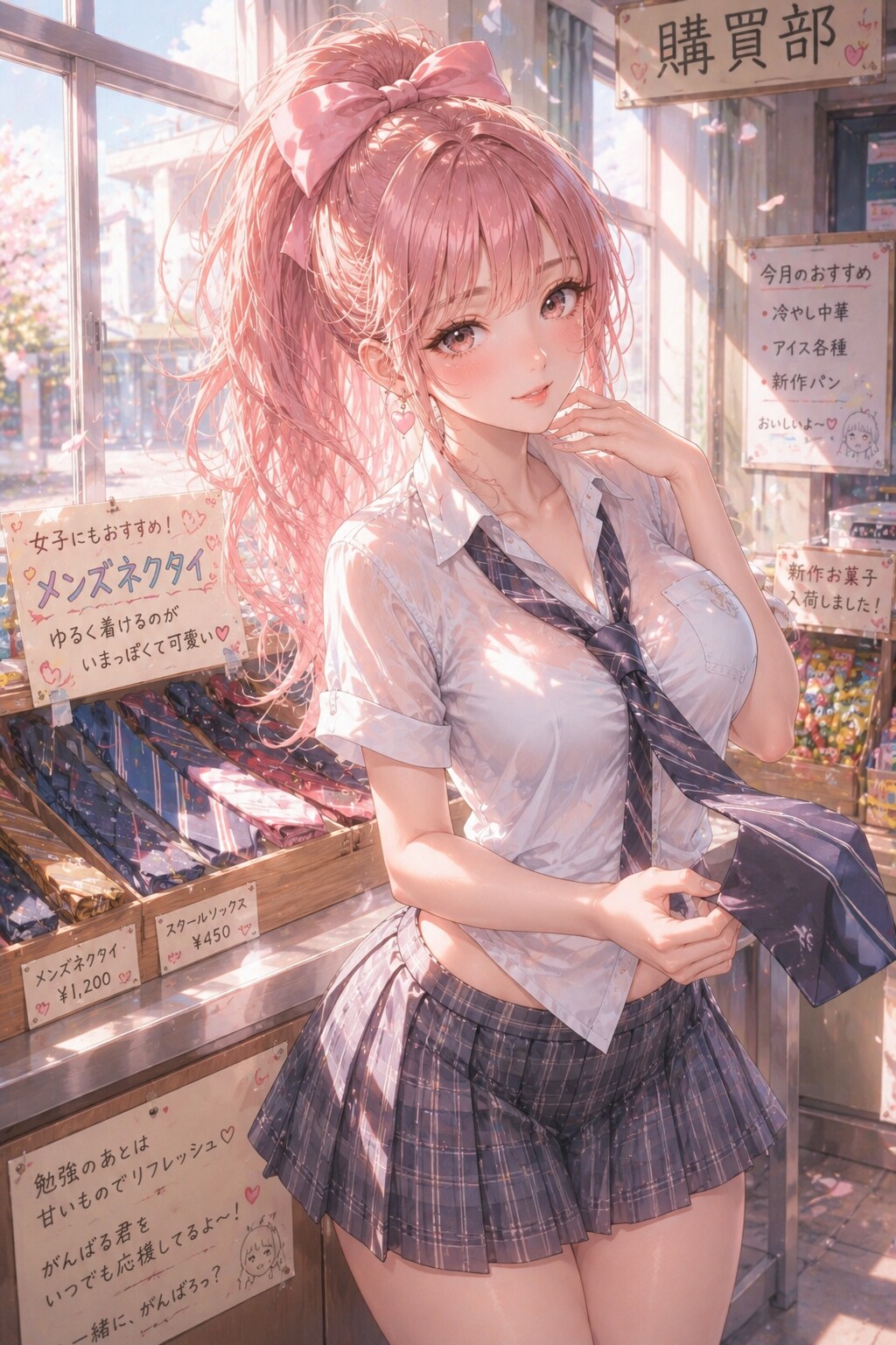 落果ちゃんは、購買委員。選んだネクタイ、お揃いにしない？ | の人気AIイラスト・グラビア