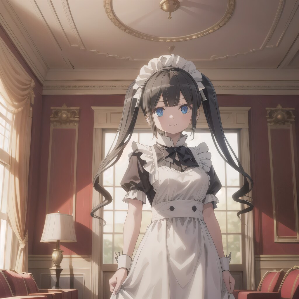 黒髪ツインテでメイド服の少女３