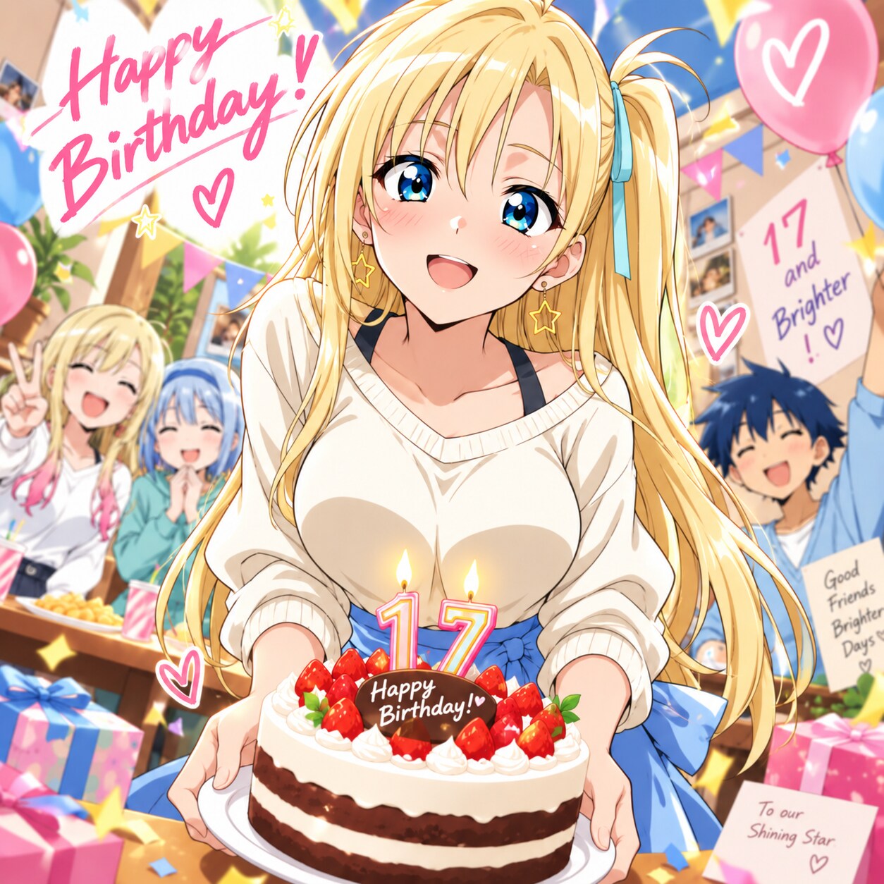 家族と囲む、ちょっと照れくさい誕生日(1) | の人気AIイラスト・グラビア