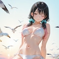 白ビキニを着た葵ちゃんと海辺での思い出❤️ 2枚目