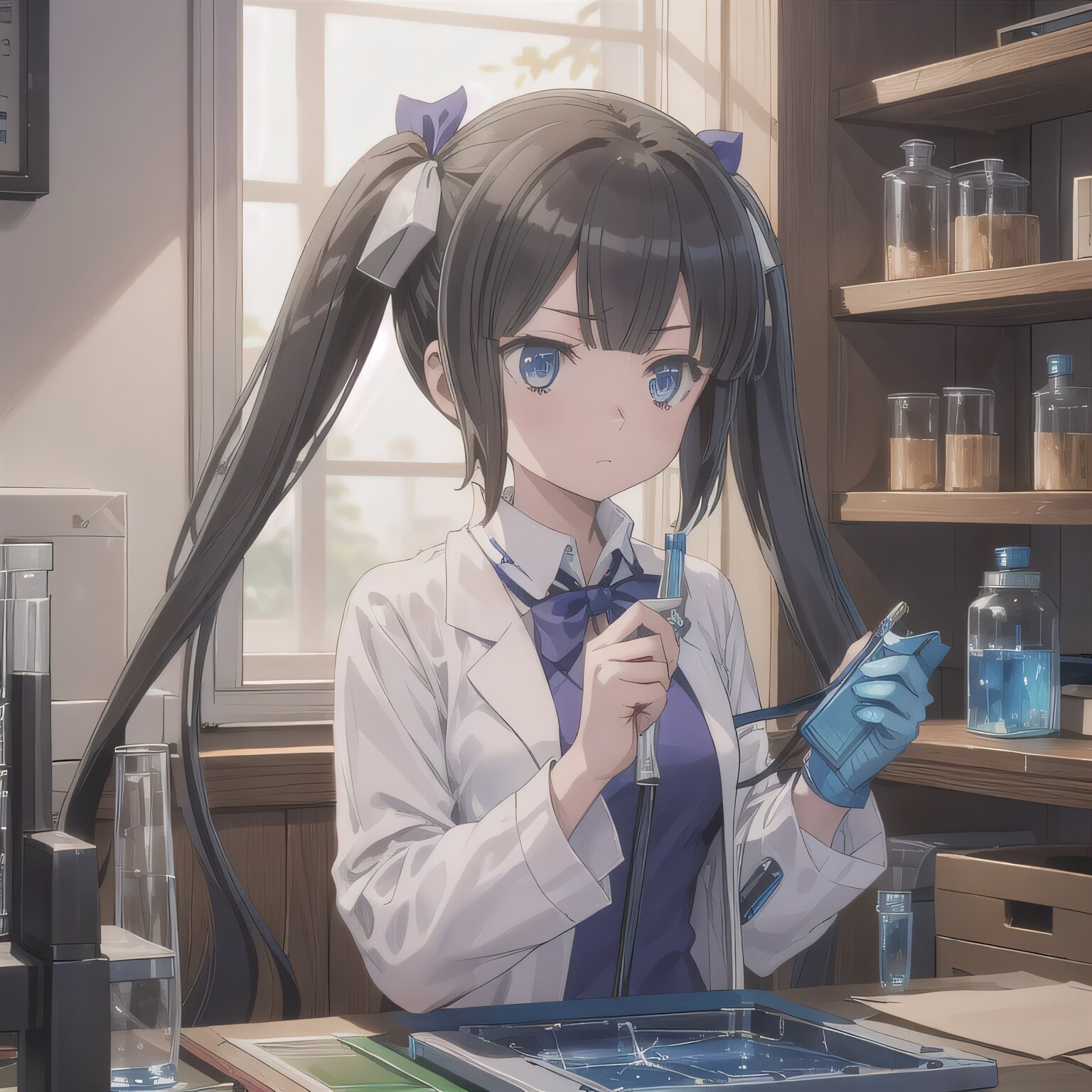 黒髪ツインテで白衣の少女５ | の人気AIイラスト・グラビア