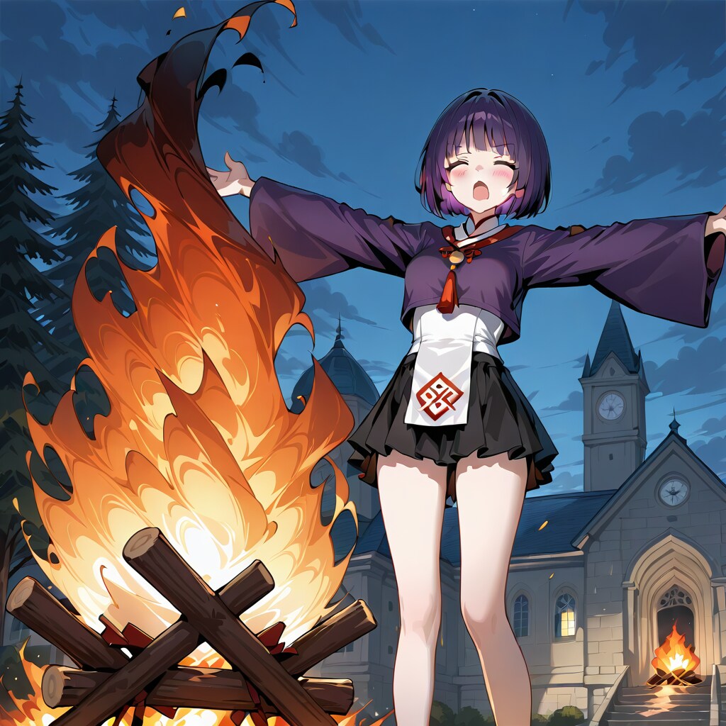 豪快な炎に向ける祈りの儀式 | の人気AIイラスト・グラビア