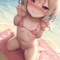 マイクロビキニ着たものの恥ずかしさに堪えてる娘 4枚目