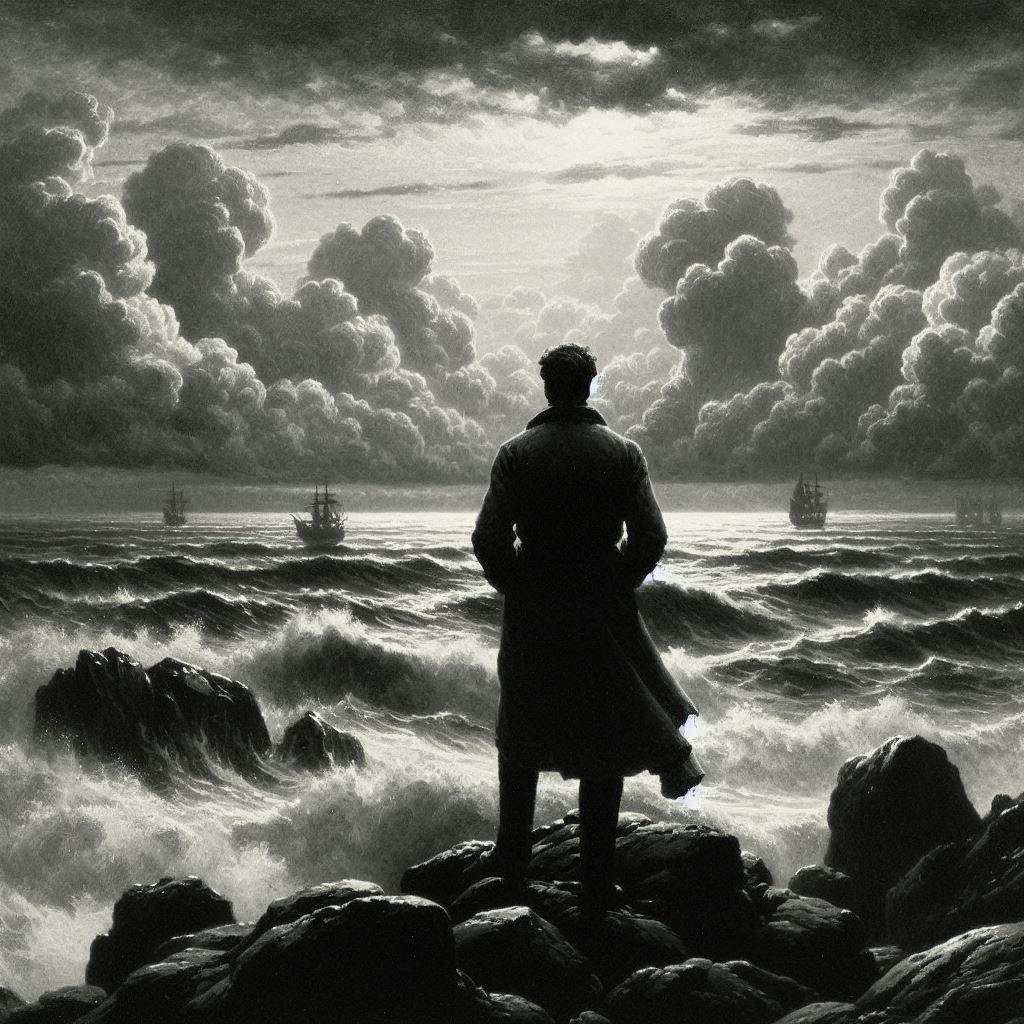 荒海に臨むさまよい人 | の人気AIイラスト・グラビア