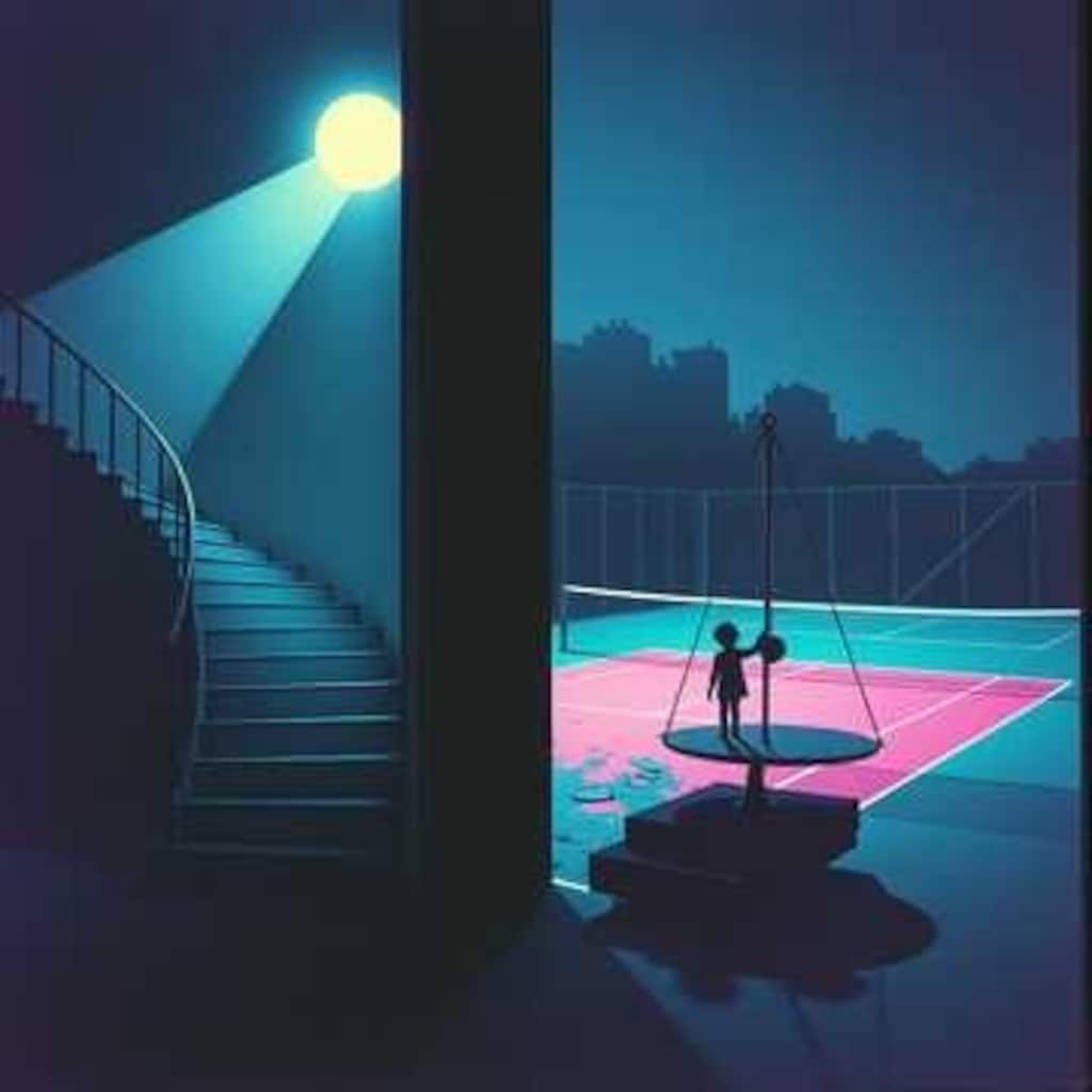 夜のテニスコート