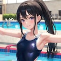 学校の水泳の授業でのスクール水着の少女 4枚目