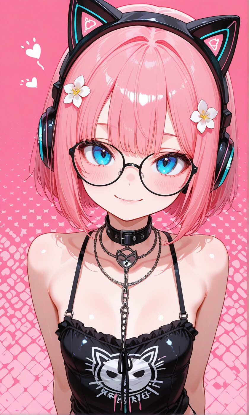猫耳ヘッドフォン×パンクファッションの桃花ちゃん♡