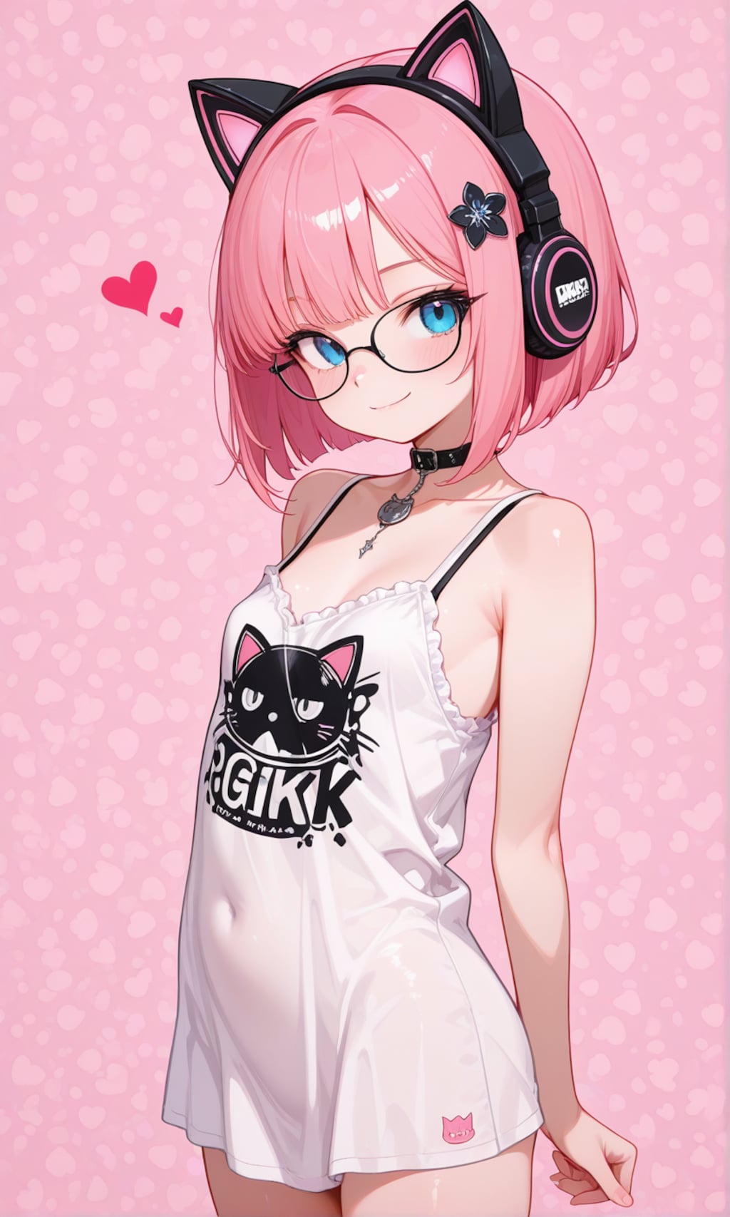 猫耳ヘッドフォン×パンクファッションの桃花ちゃん♡