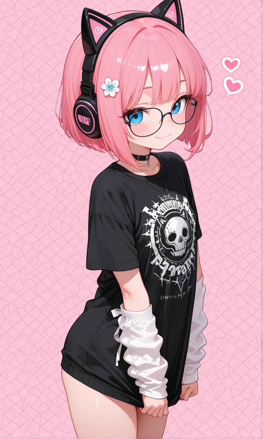 猫耳ヘッドフォン×パンクファッションの桃花ちゃん♡