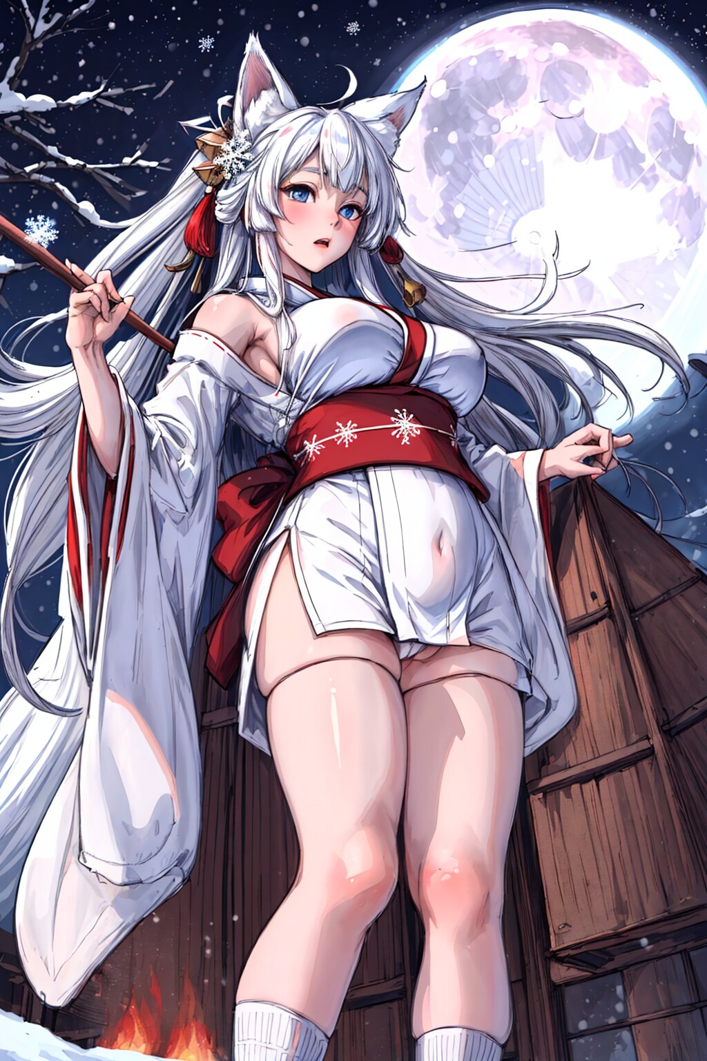北極狐と月見
